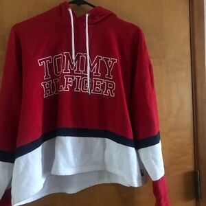 Tommy Hilfiger Red and White Hoodie